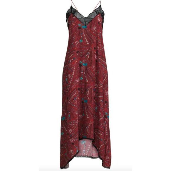 Zadig & Voltaire Risty Psyche Floral Butterfly Guitar Print Maxi Dress Sz Medium - Picture 3 of 7